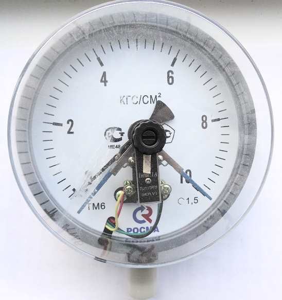 Манометр электроконтактный ТМ-610Р.05 (0-10кг/см2) М20*1,5 150С. 1,5  150мм.
