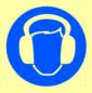 Работать с применением средств защиты органов слуха/Ear muffs  -  знак IMO 4.3